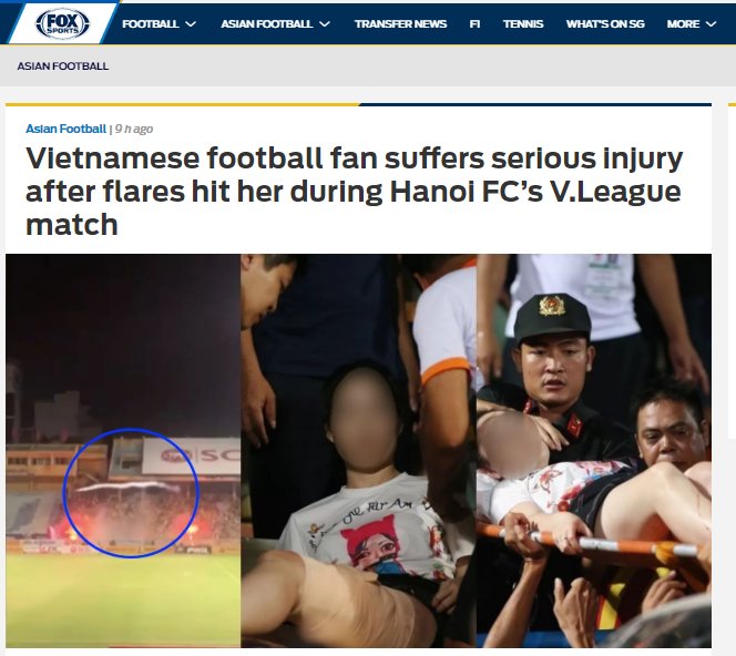 Báo chí châu Á đồng loạt đưa tin về sự cố pháo sáng V-League.