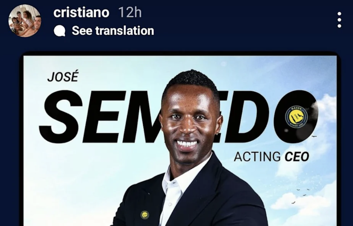 Ronaldo chúc mừng Semedo trên cương vị mới ở CLB Al Nassr.