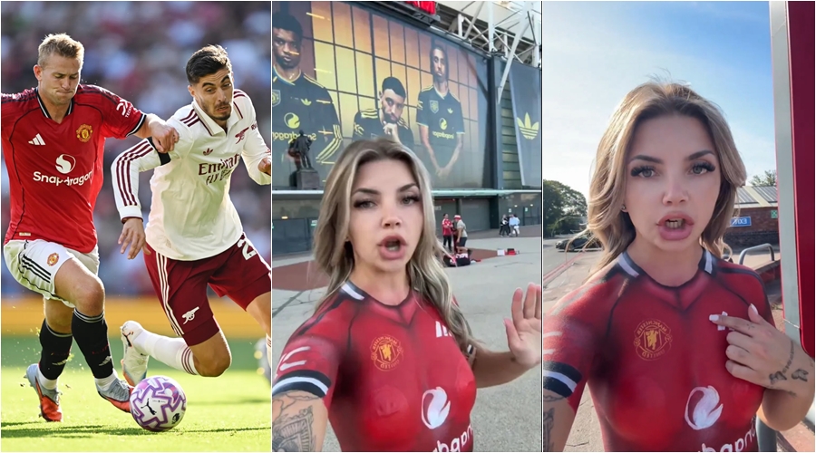 Ảnh bài viết Nữ CĐV Man United gây sốt với trang phục Bodypaint, bị cấm vào sân Old Trafford