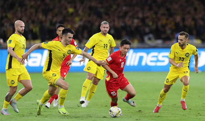 Tuyển Malaysia ở trận đấu với Việt Nam.