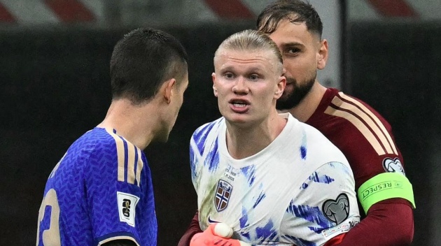 Ảnh bài viết Haaland nổi nóng, được Donnarumma can ngăn trước khi lập cú đúp vào lưới Italia