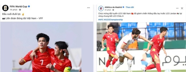 FIFA, Atletico Madrid dành lời có cánh cho U23 Việt Nam.