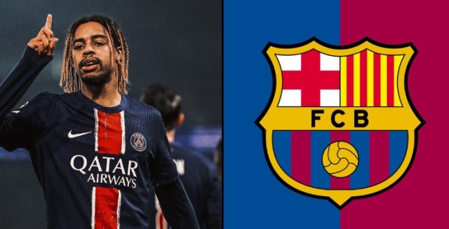 Barcelona tăm tia Bradley Barcola.